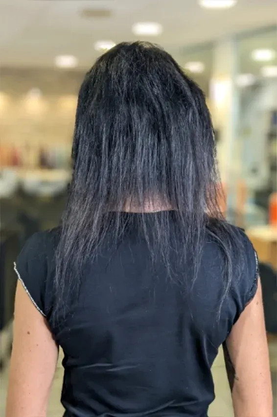Before: hair extensions fitting