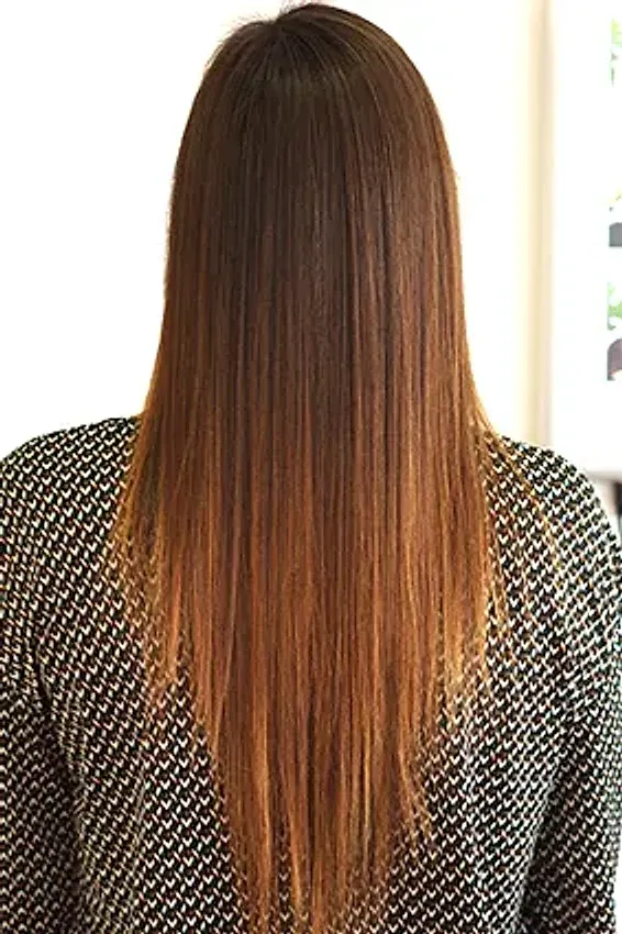 After: smooth hair following a Brazilian smoothing treatment