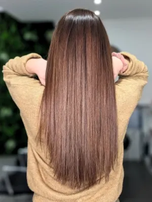 Long, smooth, shiny hair after a treatment